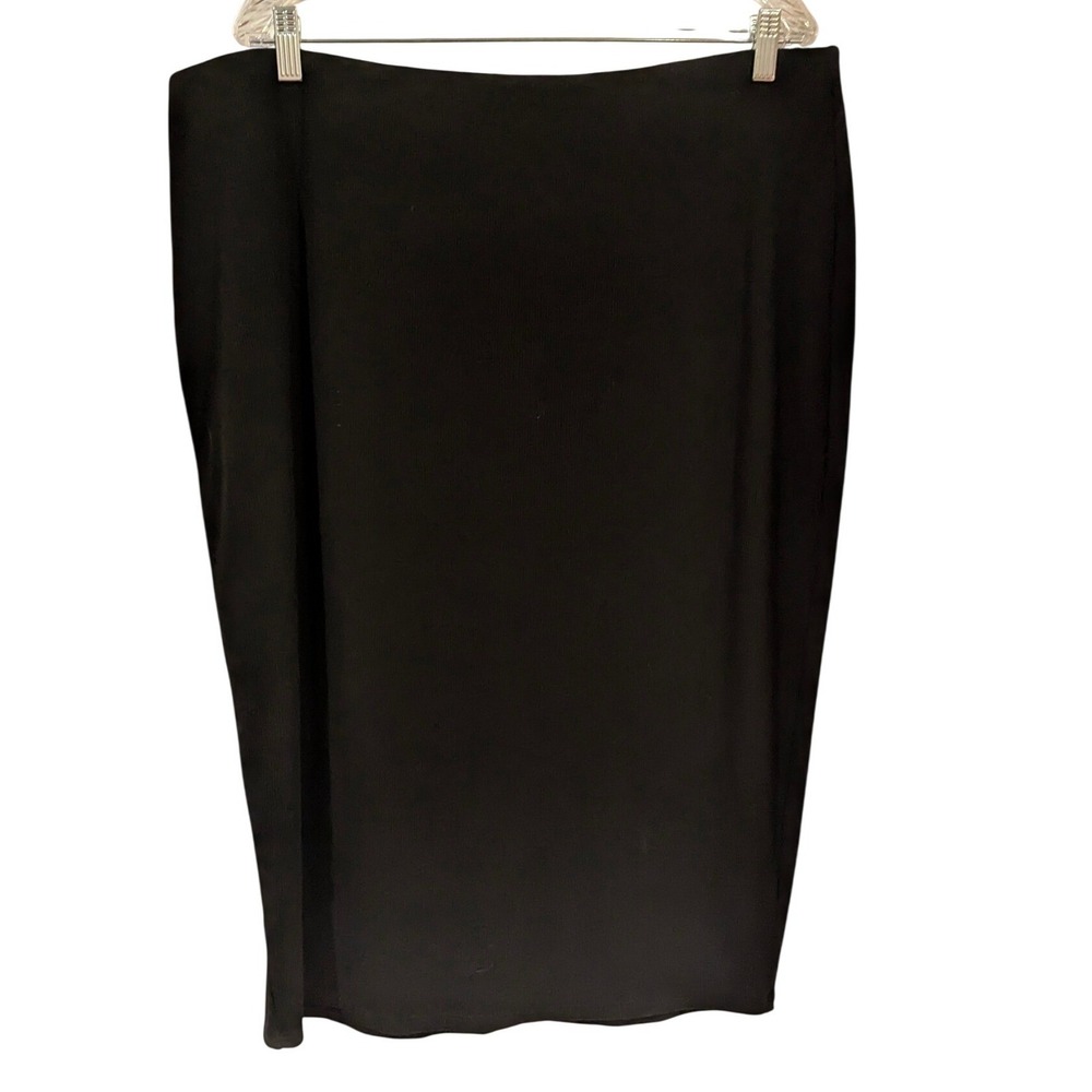 Torrid Midi Column Skirt 2 2X 18-20 Black Ribbed Knit Elastic Waist Plus Size